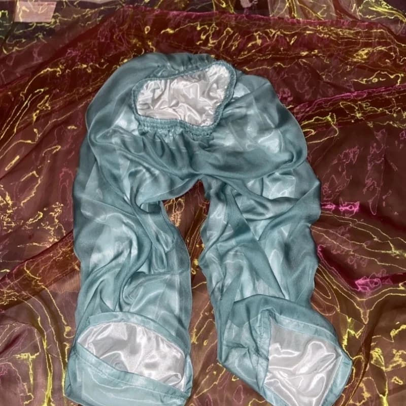 Pantaloni lunghi setosi da uomo con tessuto a doppio strato Fodera in seta di ghiaccio Pantaloni da pigiama Setosi Coppia Lanterna Dormire Pantaloni taglie forti