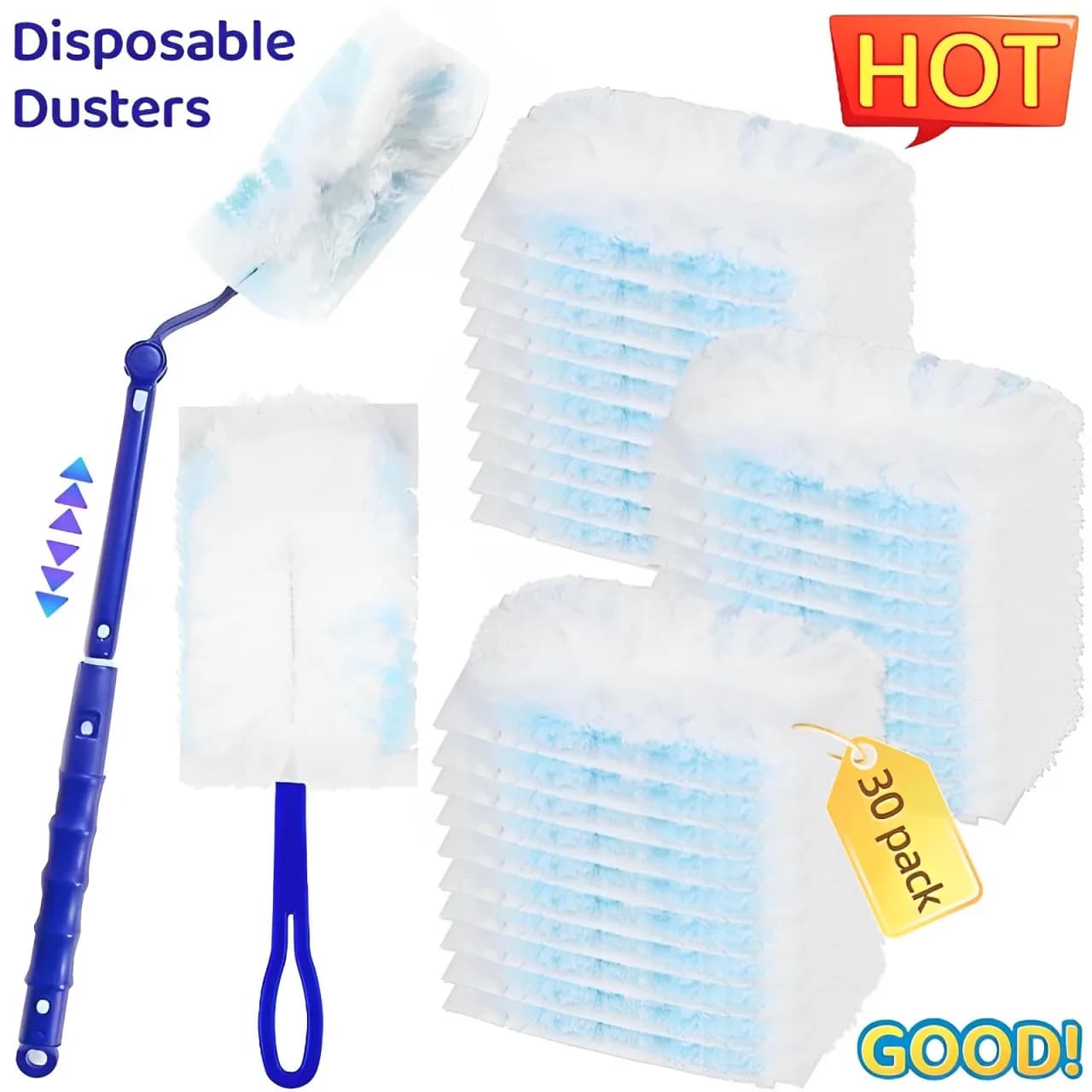 Spolverini usa e getta con testine di ricambio Spazzola per pulizia scalabile Ricariche per spolverino Spolverino elettrostatico Strumento per la pulizia dell'home office