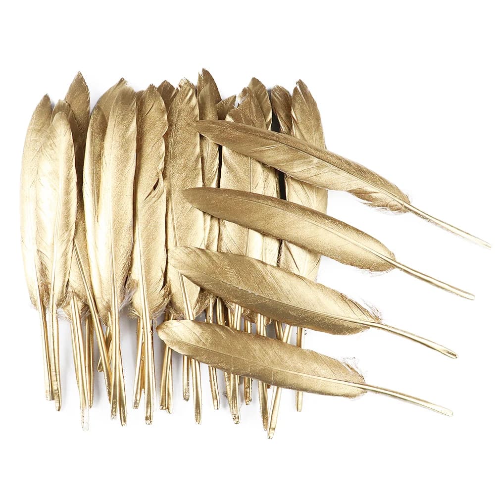 Brushed Gold and Silver Goose Feather Accessories Decorative Feathers dreamcatcher Materials Props Headdress