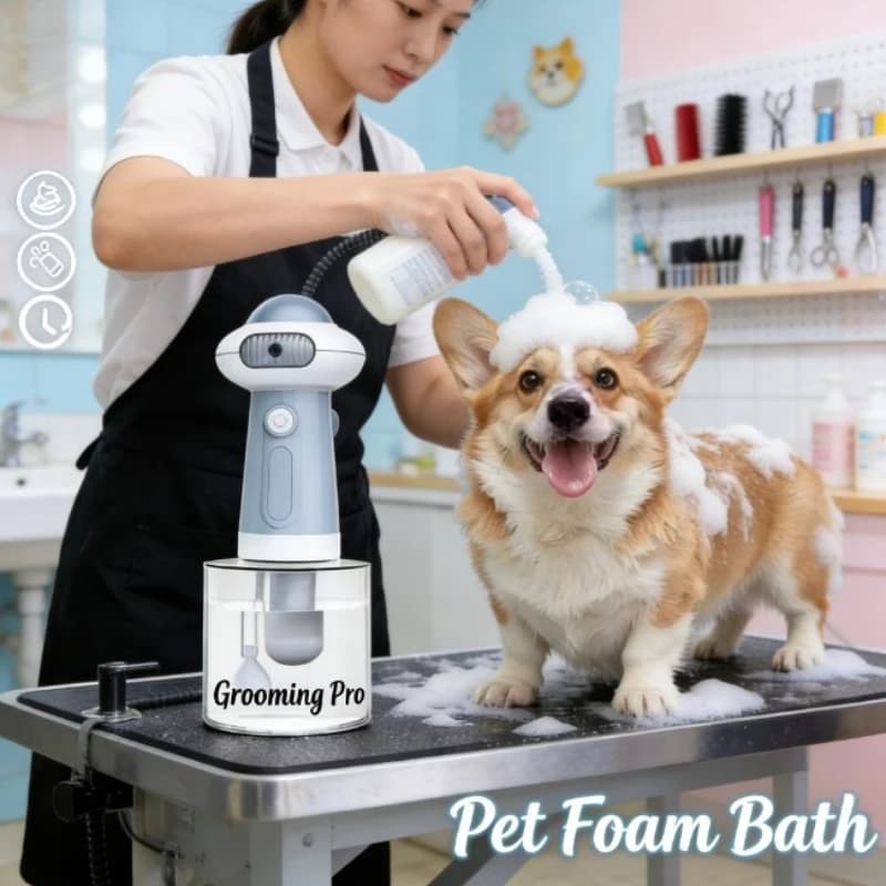 Macchina per Schiuma da Bagno per Animali Domestici, Generatore di Bolle di Shampoo Portatile, Doccia Automatica Schiumogena per Cani e Gatti