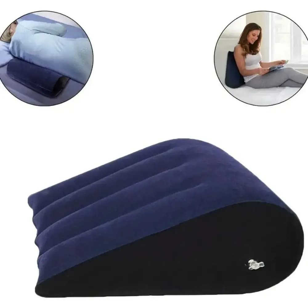 Nuovo cuscino gonfiabile in silicone floccato in PVC blu + nero cuscino gonfiabile morbido triangolo cilindro cuneo cuscino relax casa