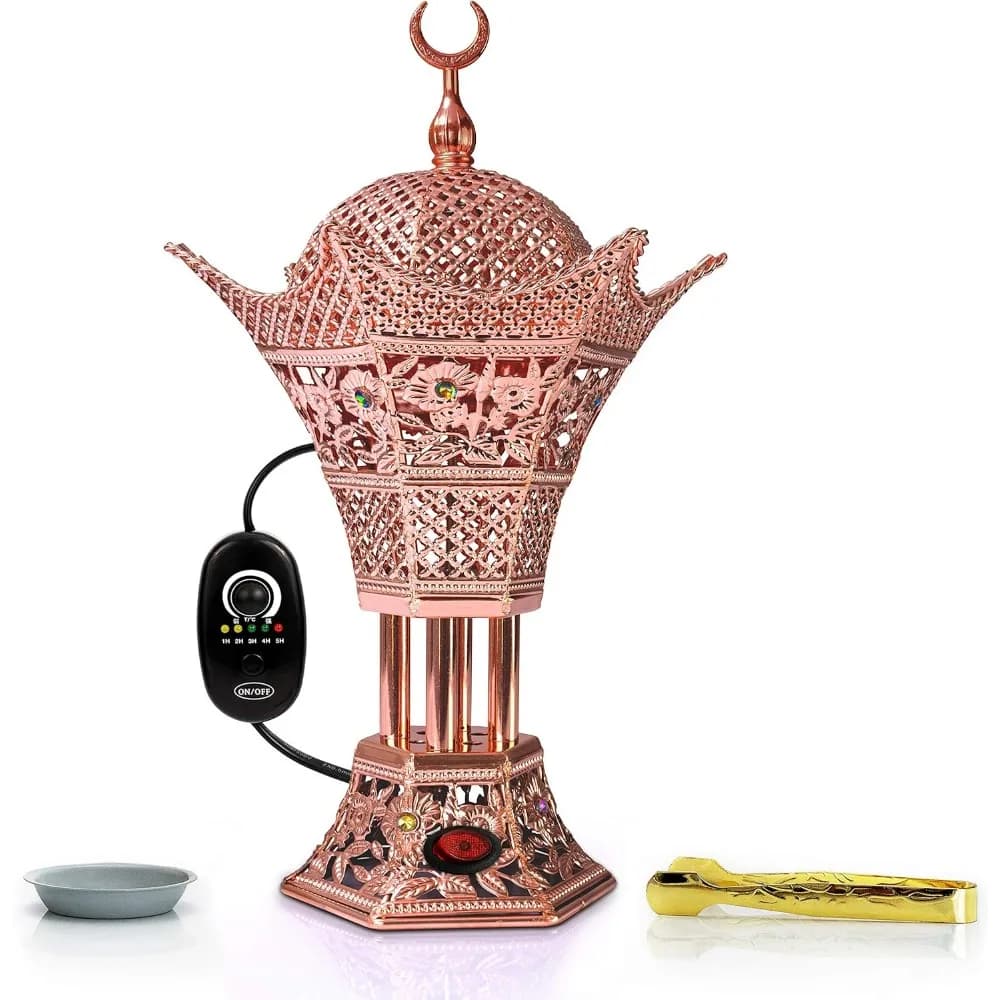 Bruciatore di incenso elettrico a temperatura regolabile con timer per Oud, Bakhoor, resina di incenso e oli essenziali