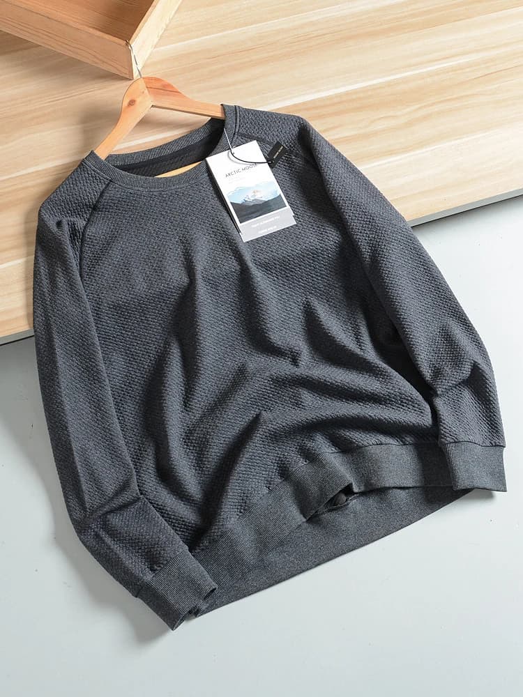 Men's round Neck Hoodie Sweatshirt Thermal Regulation Quick Dry Breathable Outdoor Middle Layer Clothing Cotton Polyester Blend