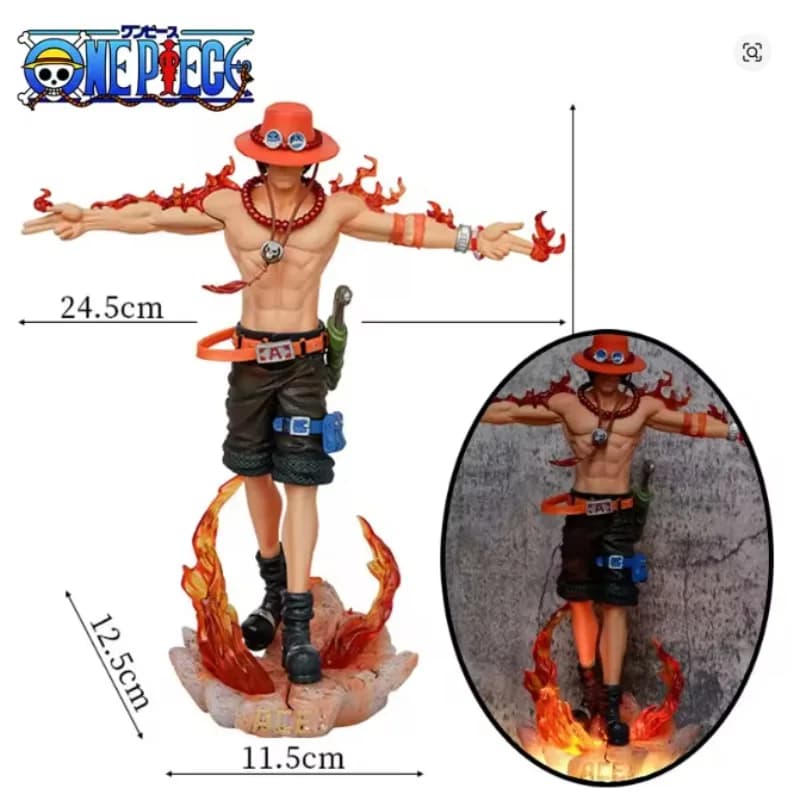 Statuetta Anime One Piece di Ace, Figurina d'Azione Portgas·D· Ace, Modellino in PVC GK, Decorazione da Scrivania, Giocattolo da Collezione, Regalo di Compleanno