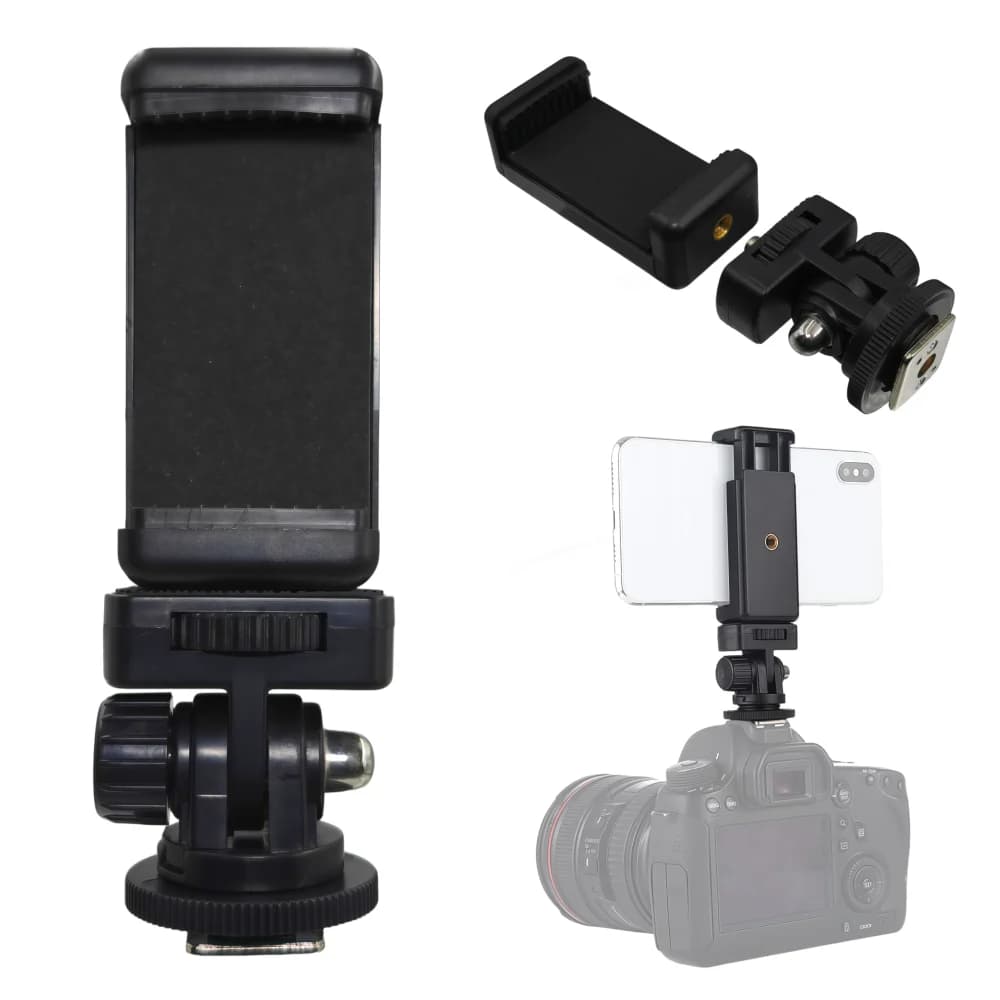 Adattatore per supporto telefono a slitta calda per fotocamera DSLR, clip per cellulare, supporto per monitor, treppiede flessibile