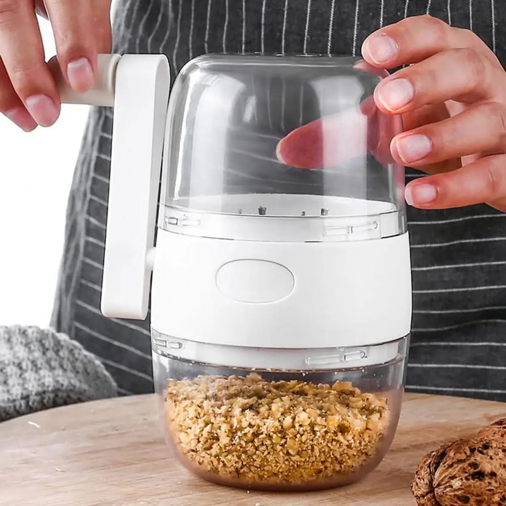 Smerigliatrice per noci ABS per uso alimentare smerigliatrice per aglio a manovella Gadget per schiacciapatate manuale tritatutto per arachidi utensili da cucina per frutta secca per la casa