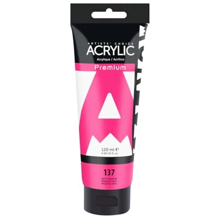 Acrylic Paint, / 120ml Single Tube, Hot Fluorescent Pink Rich Pigment Art Craft Paints for Canvas, Rocks, Wood, Ceramic, Fabric