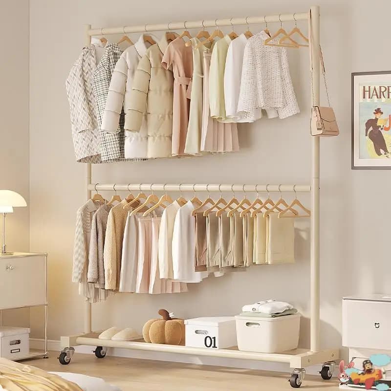 Appendiabiti da camera da letto a doppio strato Appendiabiti autoportante Autunno Estate Jaet Uso domestico Vestiti appesi Ra Internet Famoso Drn...