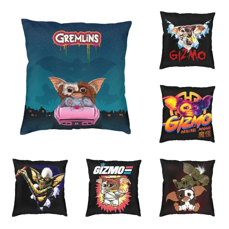 Funny Gremlins Gizmo Pillow Case for Sofa 80s Movie Mogwai Luxury Cushion Cover Velvet Pillowcase