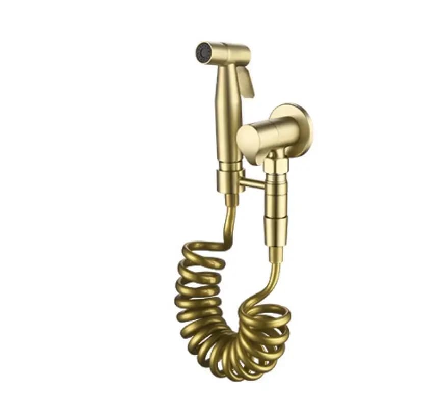 Spruzzatore Bidet Portatile Oro Spazzolato o Grigio Antracite per WC, Doccetta Bidet per Toilette, Rubinetto Bidet per Auto-Igiene