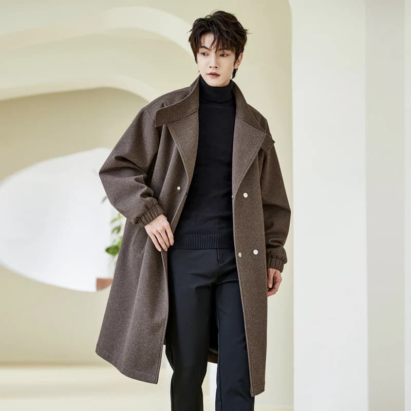 Cappotto in Lana da Uomo, Giacca a Mezza Lunghezza, Nuovo Stile Autunno Inverno, Moda Elegante, Abbigliamento Maschile, Antivento, Capospalla