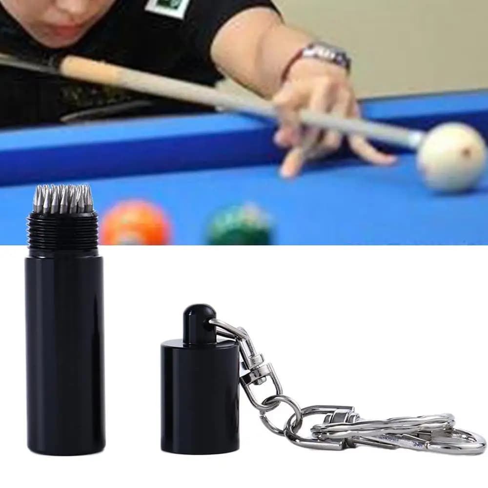Accessori per Stecche da Biliardo: Modellatore Punta Nera con Portachiavi per Stecche da Snooker e Pool, Strumento Ago a Spina