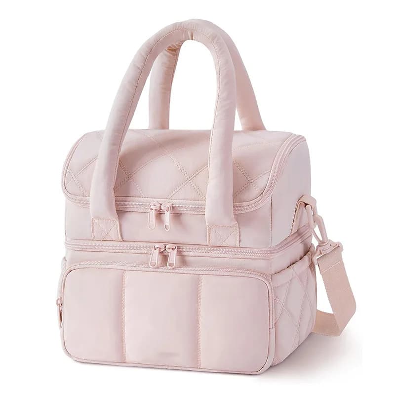 Borsa Termica Portatile a Doppio Strato per Donne, Contenitore per Pranzo Impermeabile a Tracolla, Borsa Imbottita per Lavoro e Picnic