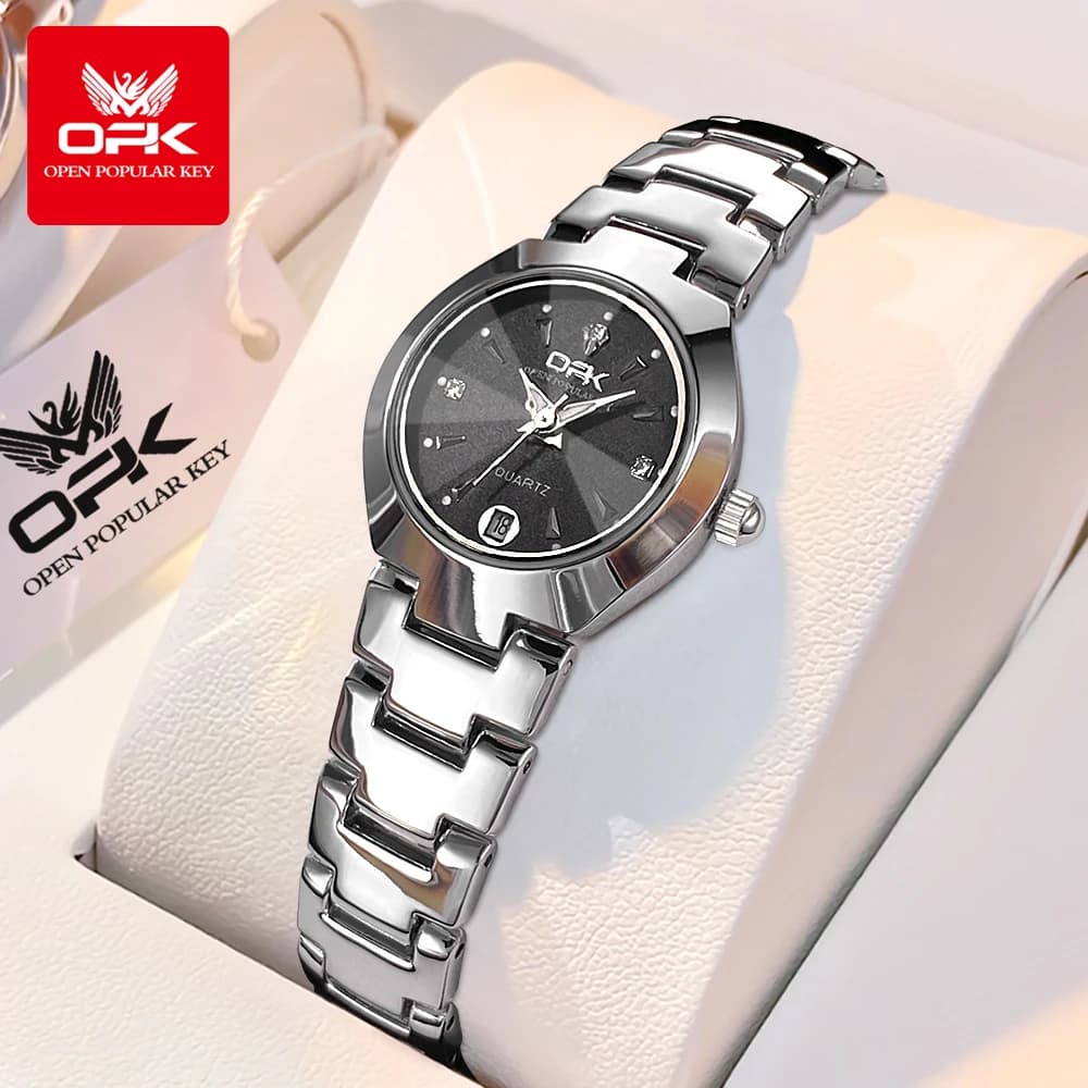 OPK 8105 Women's Watch Luminous Women's Watch Luxury Waterproof Original Stainless Steel Fashion With Zirconia Scale