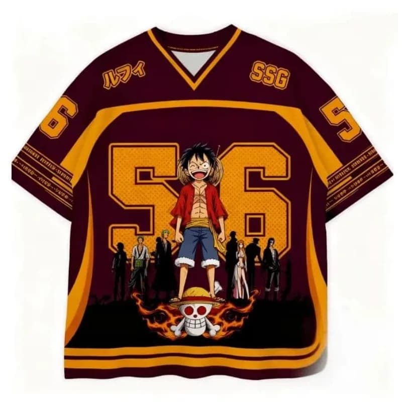 2526 Nuova Maglietta Estiva Bandai Anime One Piece Luffy Oversize 3D per Adulti e Bambini, Abbigliamento Casual Multifunzionale