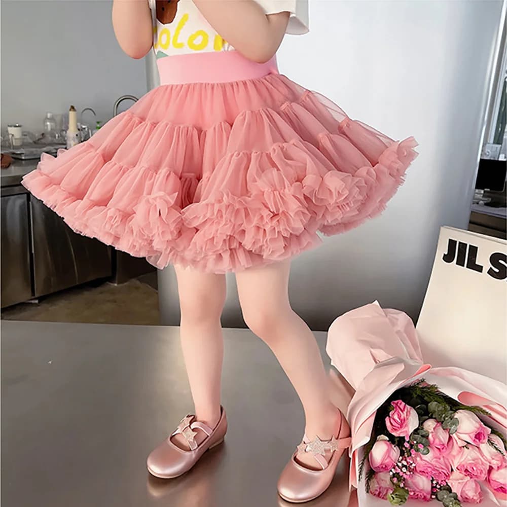 Estate nuove ragazze mezza gonna a pieghe maglia abbinata gonna tinta unita principessa moda gonna festa di compleanno squadra Tutu gonna donna