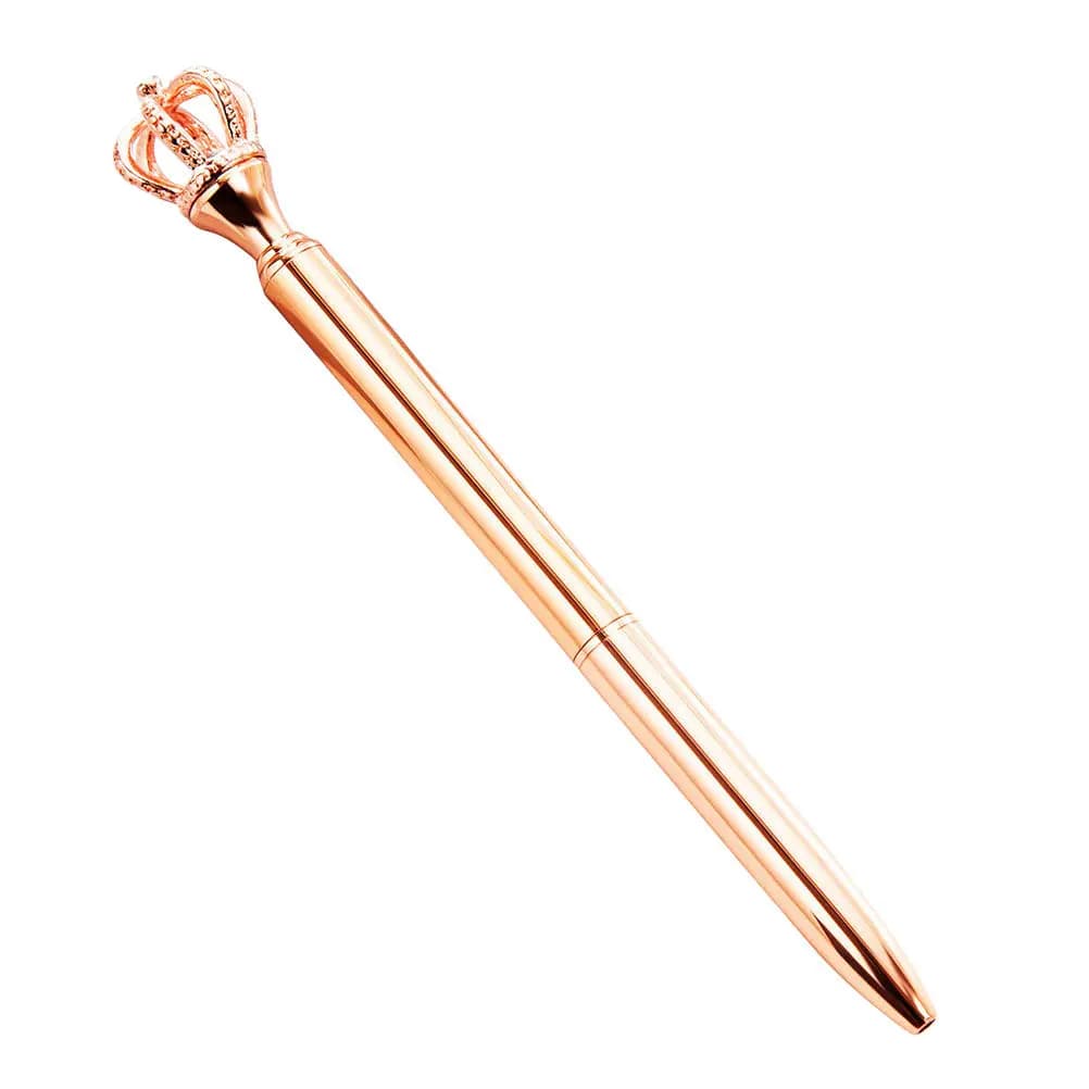 4 penne gel in metallo con corona, creative e bellissime, placcate in nero, oro e argento, per studenti, materiale scolastico, compiti e divertimento