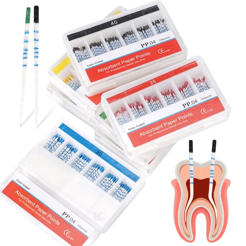 1box Dental Cone Absorbent F1 F2 F3 Absorbent Fiber Marking Dental Material with Scale Moisture Absorbing Paper Tip