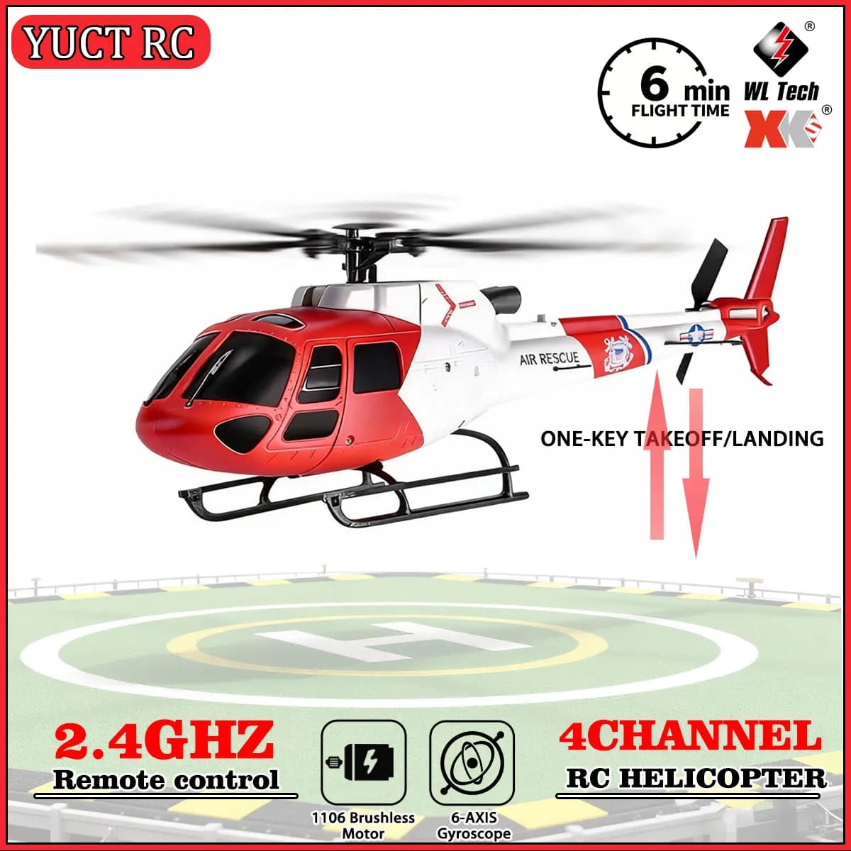 WLtoys XK K150 Elicottero RC 2.4GHz 4CH con Motore Brushless, Giroscopio a 6 Assi, Volo Stabile, Modellino Giocattolo Regalo per Ragazzi