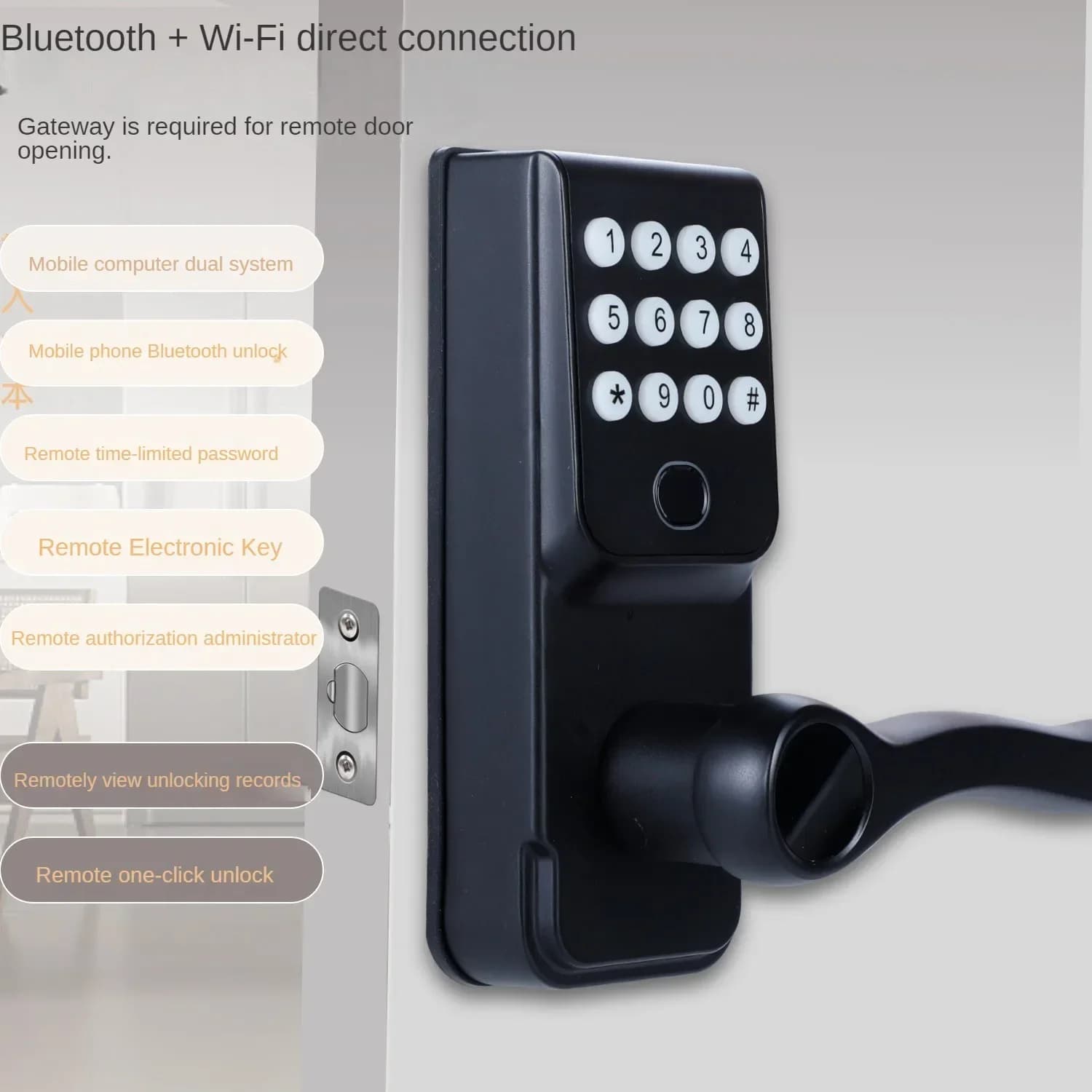 Smart Lock Home Through Door Lock Bluetooth Fingerprint European And American Remote Password Lock