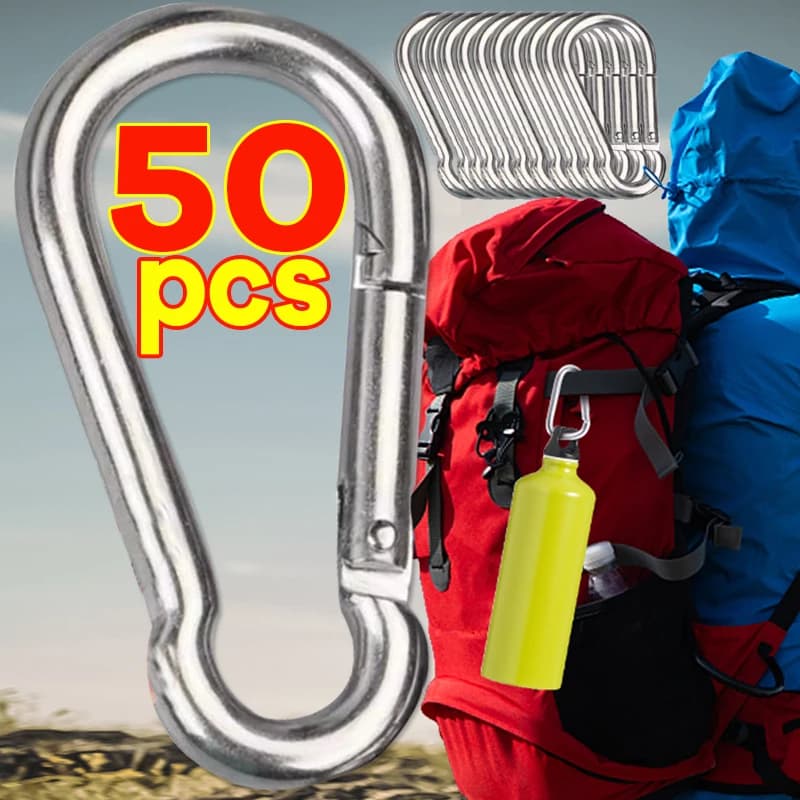 1-50pcs Backpack Spring Snap Clip Key Chain Accessories Tools Outdoor Mountaineering Metal Gourd-shaped Quick Connect Buckle