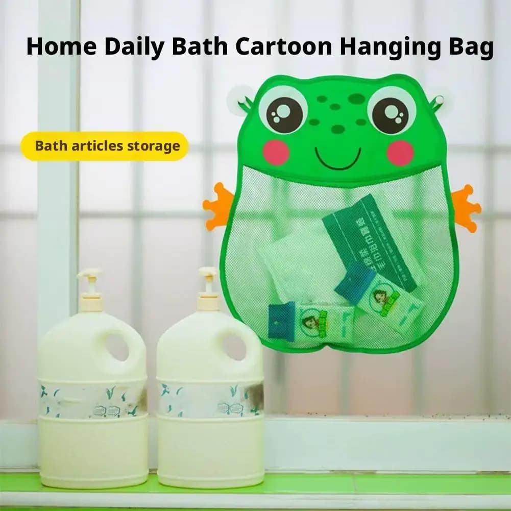 Borsa portaoggetti per giocattoli da bagno appesa a forma di cartone animato, custodia per lavanderia in rete per organizer per doccia per bambini per costume da bagno intimo bagnato