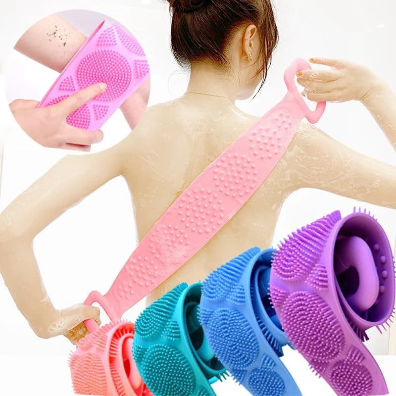 2 pz. Spazzola Magica in Silicone per Doccia, Cinghia Esfoliante per il Corpo, Massaggiatore per la Schiena, Pulizia della Pelle, Scrubber Esteso per Bagno