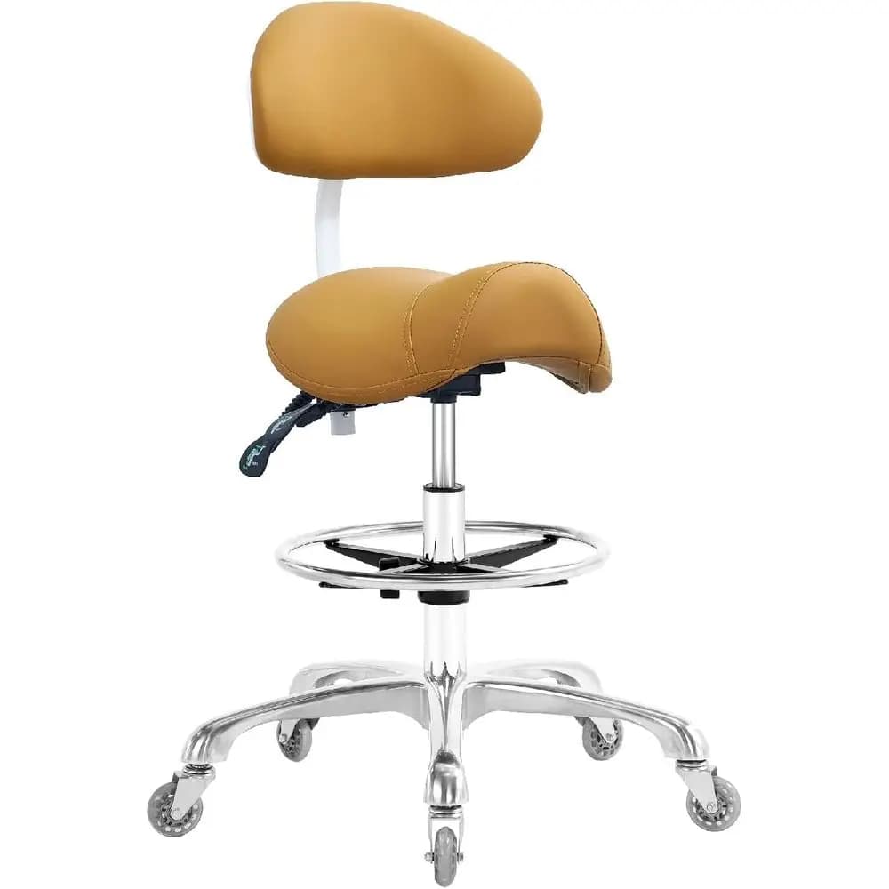 Sgabello con schienale e poggiapiedi, resistente (350 libbre), idraulico, girevole, regolabile, per trattamenti estetici o massaggi