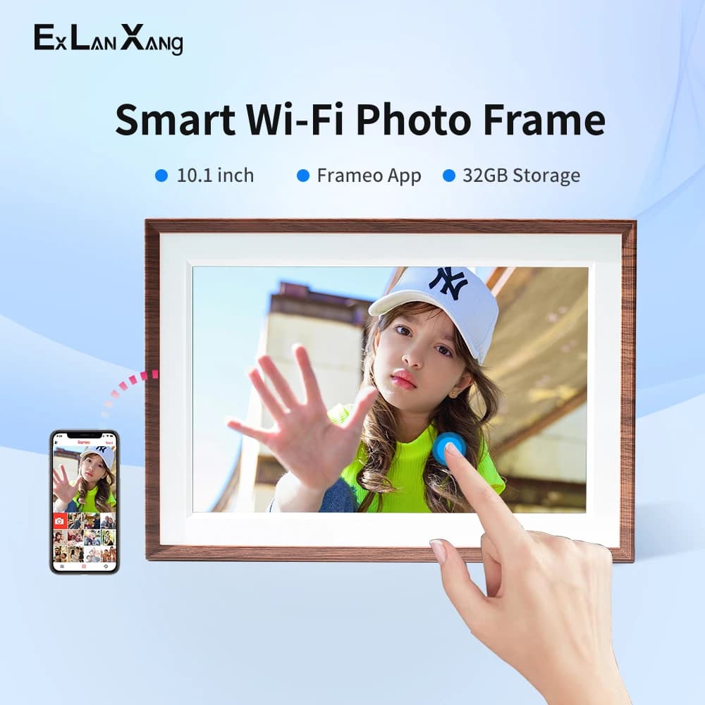 Frameo Cornice digitale da 10,1 pollici WiFi Elettronica 1280 × 800IPS HD Cloud Cornice per foto digitale intelligente Parete di archiviazione da 32 GB Automatico