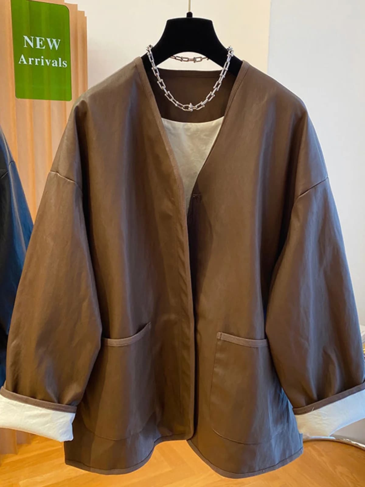 plus Size Casual Women's Jacket Autumn Fashion Loose Style Bread-and-Butter Leather Coat Popular High-End Sensation for Heavy...