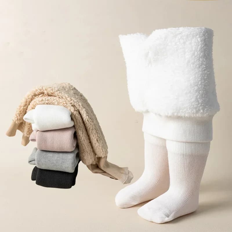 Collant invernali caldi addensati per ragazze Collant per bambine in cotone a righe verticali Leggings per bambini in puro colore