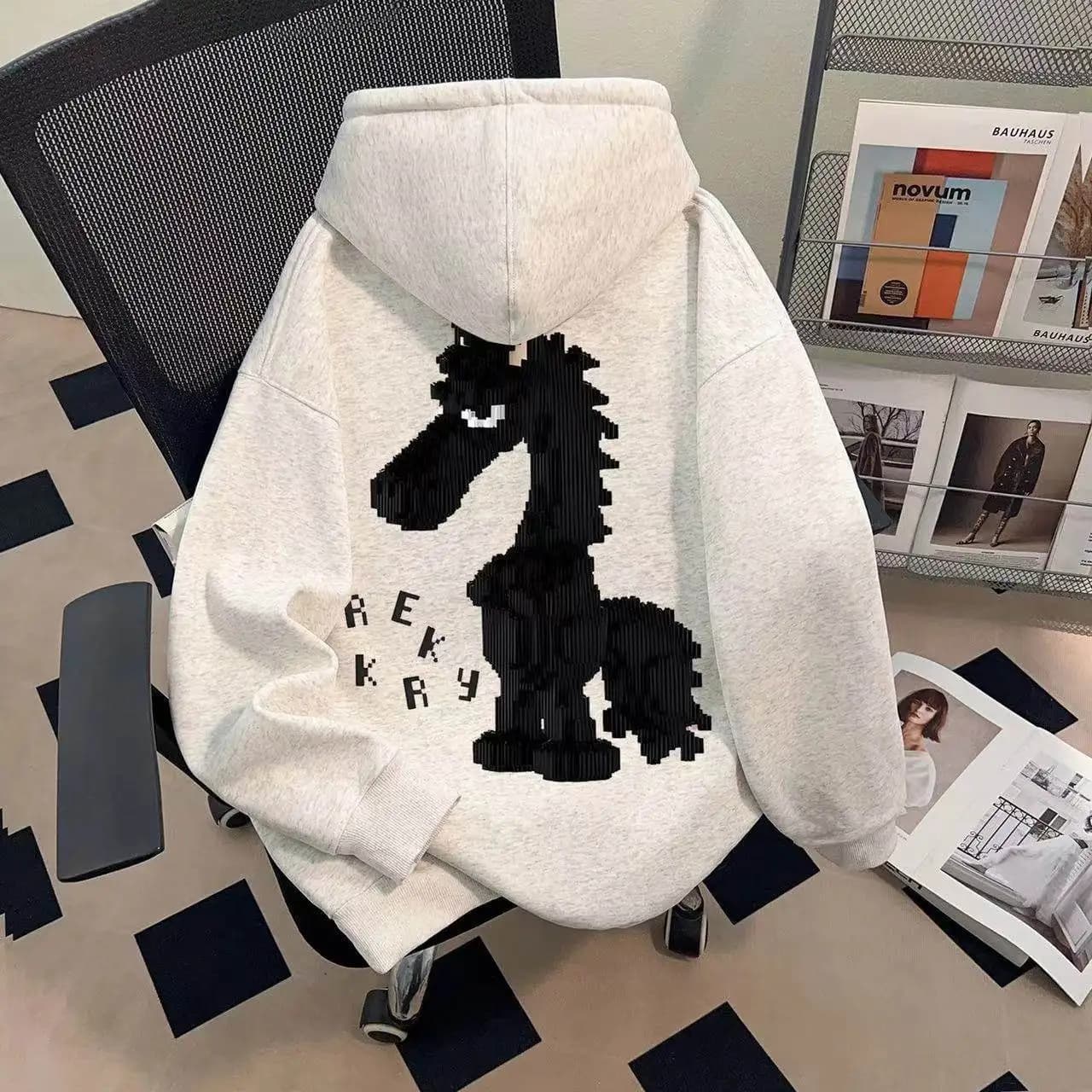 Felpa con Cappuccio Stile Americano Taglia Grande 300g Design Stampato Versatile per Primavera Autunno Inverno