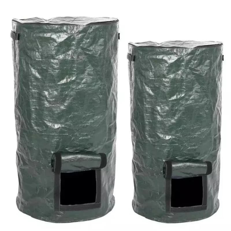 Borsa portaoggetti da giardino grande riutilizzabile Raccogliere foglie Contenitori per rifiuti Borsa per compost da cortile Coperchio Compositore per rifiuti da cucina di frutta Plastica