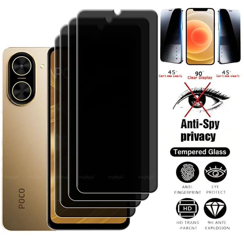 1-2-3-4 pieces for Little C71 glass Xiaomi Poco C71 tempered glass 9H HD privacy anti-spia cover glue protection phone screen Little C71
