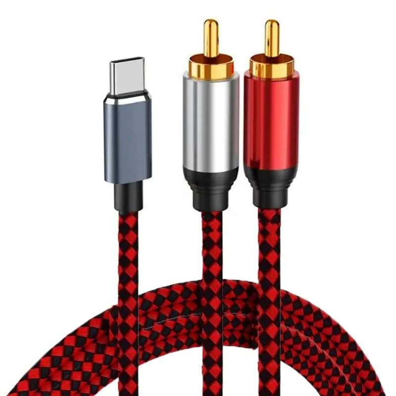 USB Type-C a Dual RCA R/L Y Splitter cavo Stereo Chip DAC integrato linea Audio durevole per altoparlante amplificatore per Laptop Smartphone