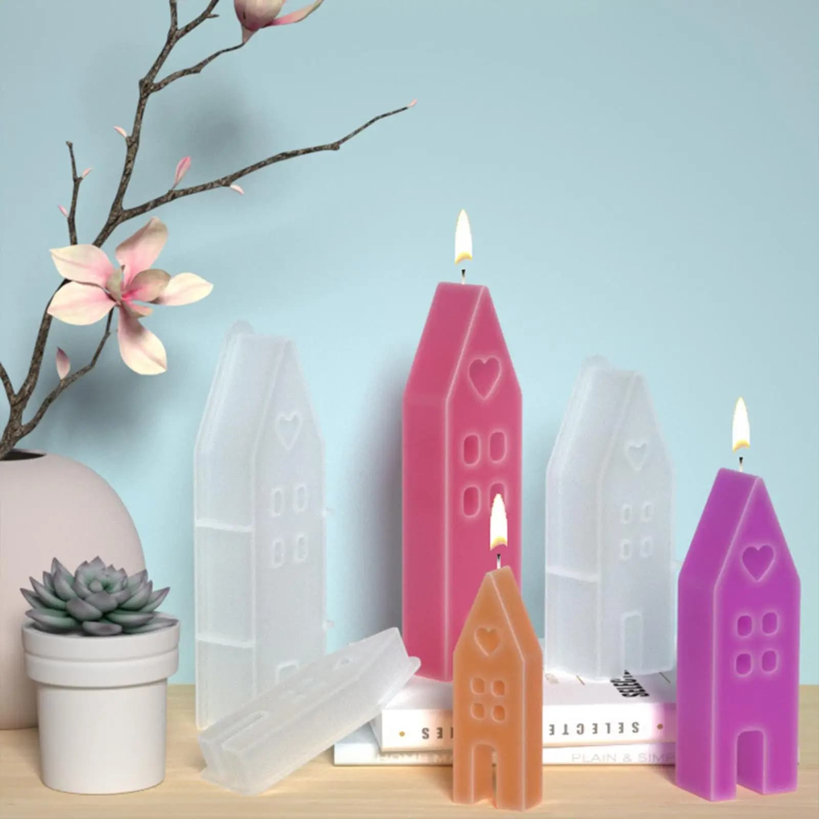 Set di 3 Modelli in Silicone a Forma di Casa con Finestra, per Creazione Candele Artigianali, Decorazione Pasquale per Casa, Scrivania, Matrimoni, per Uomini, Donne e Adulti