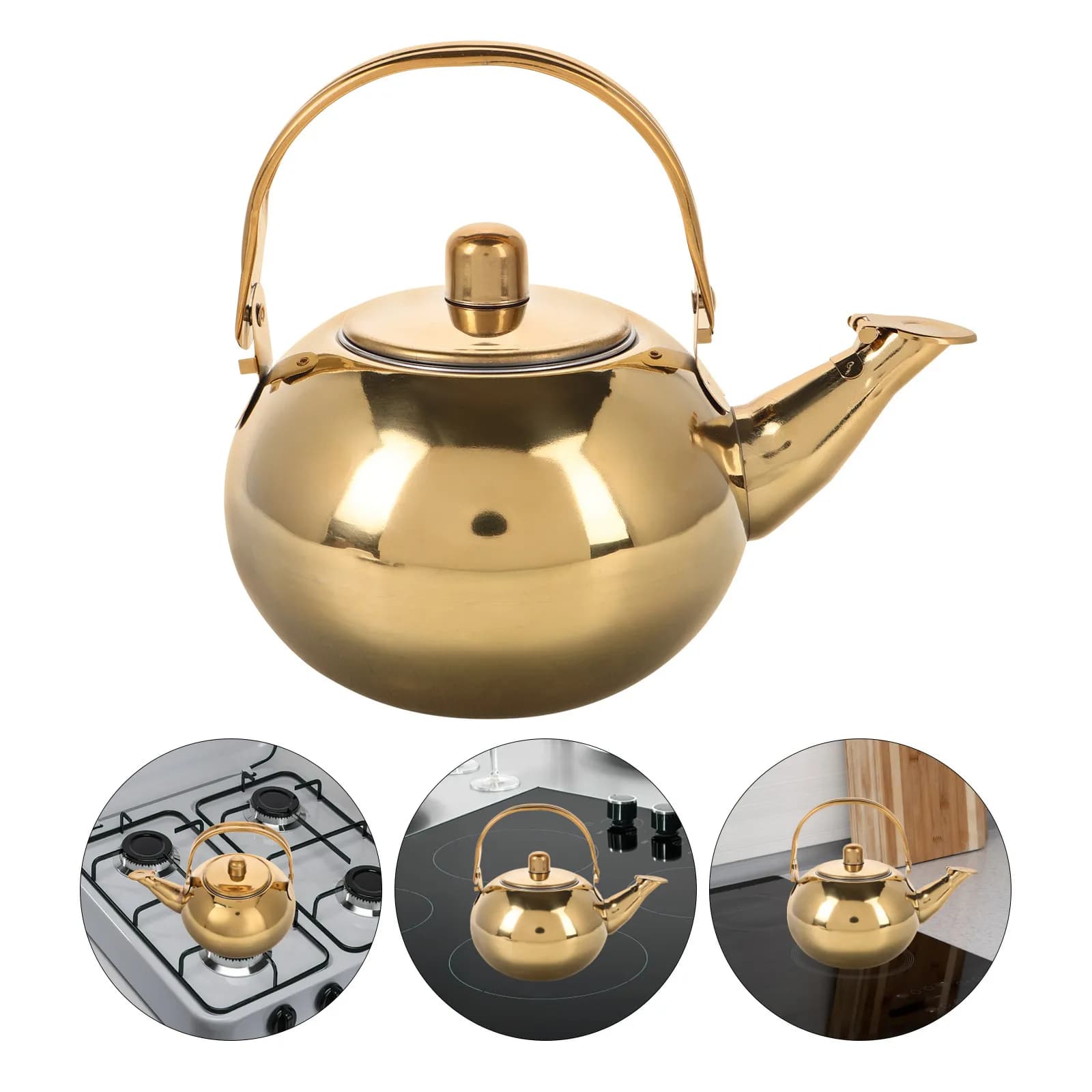 Stainless Steel Tea Kettle with Built-in Fine Mesh Infuser Stovetop Whistling Kettle for Gas Induction Electric Cooktops