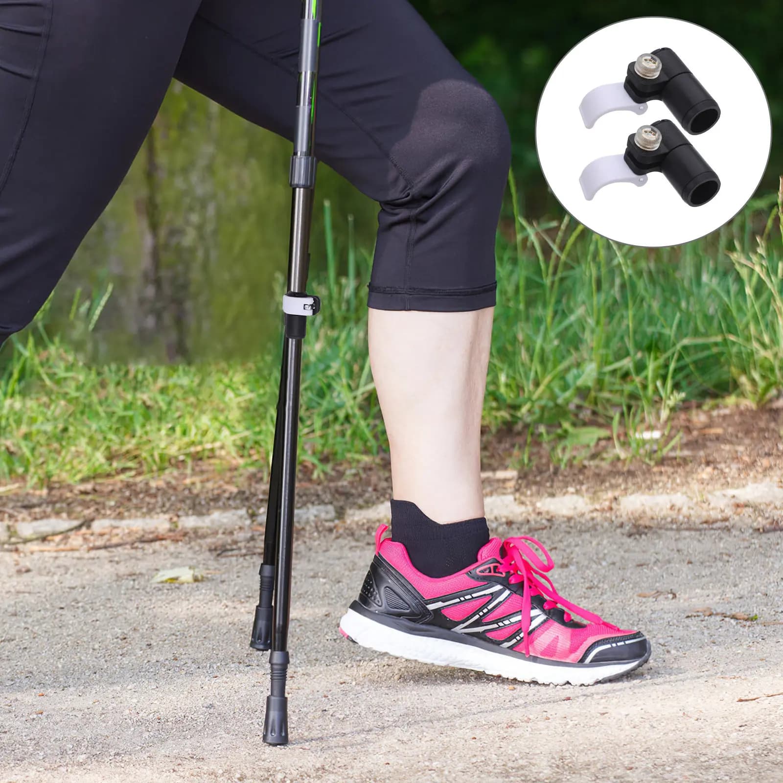 2Pcs Trekking Pole Locking Clamp Sturdy Plastic Flip Lock Buckle for Hiking Walking Climbing Poles Trail Camping Backpacking