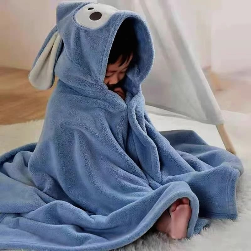 Bathroom towel thickened for children, babies, in pure soft cotton with hood, absorbent, suitable for males and females.