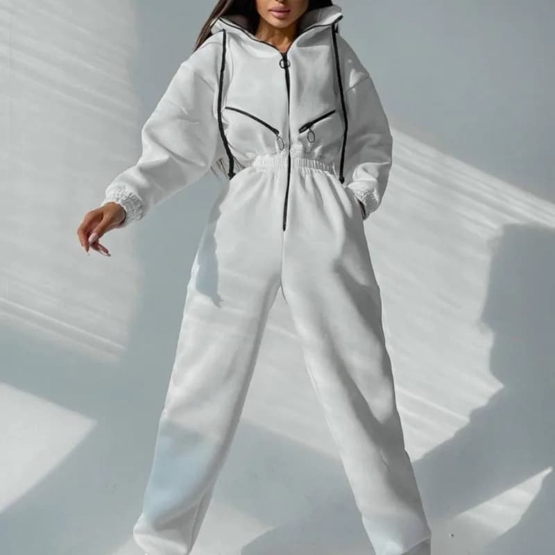 Felpe con cappuccio femminili tute One Piece Outfit Warm Fleece Sport tuta a maniche lunghe abbigliamento sportivo tuta corta tuta con cerniera 2024