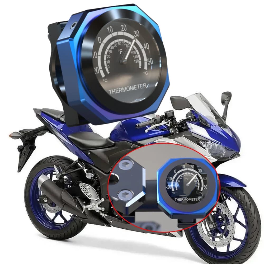 Thermometer for handlebar dial with 22-28 mm waterproof motorcycle temperature display in aluminium alloy for Yamaha Kawasaki Honda Suzuki