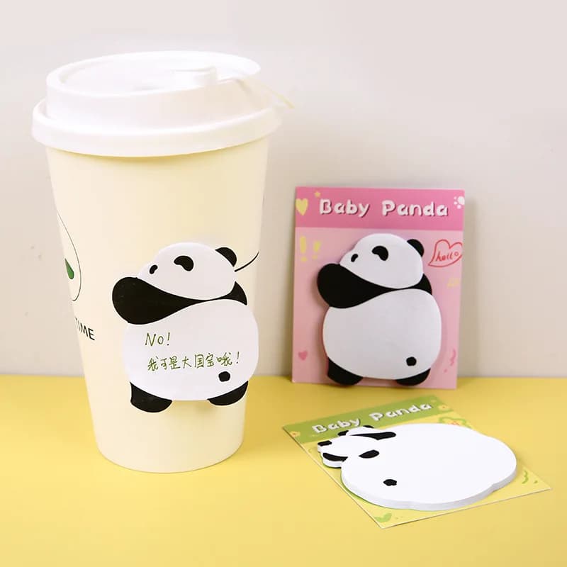 Blocco Note Adesivo con Piccolo Panda Cartoon, Carino e Attraente, Carta Resistente, Memo Pad Ins All'Ingrosso, Cancelleria Kawaii per Ufficio e Scuola