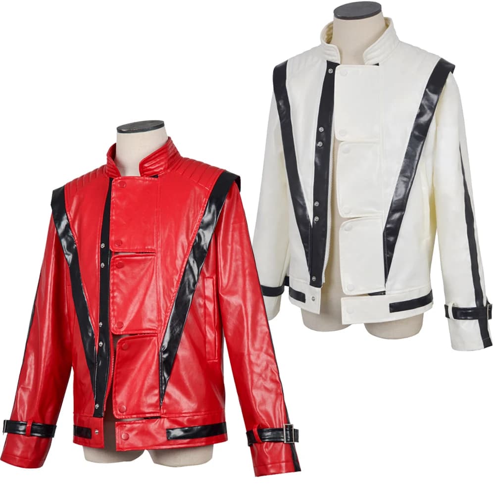 Giacca da Cosplay per Uomo, Costume da Michael Jackson, per Feste di Halloween e Natale, Cappotto Rosso e Bianco, Nuovo Abbigliamento per Spettacoli