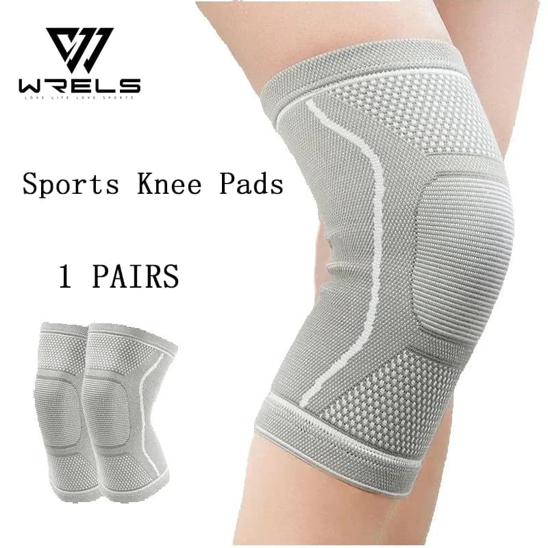 1 paio di ginocchiere sportive traspiranti impilate rotuleo scaldamuscoli antiurto riduzione elastica antiscivolo fitness palestra protezione del ginocchio