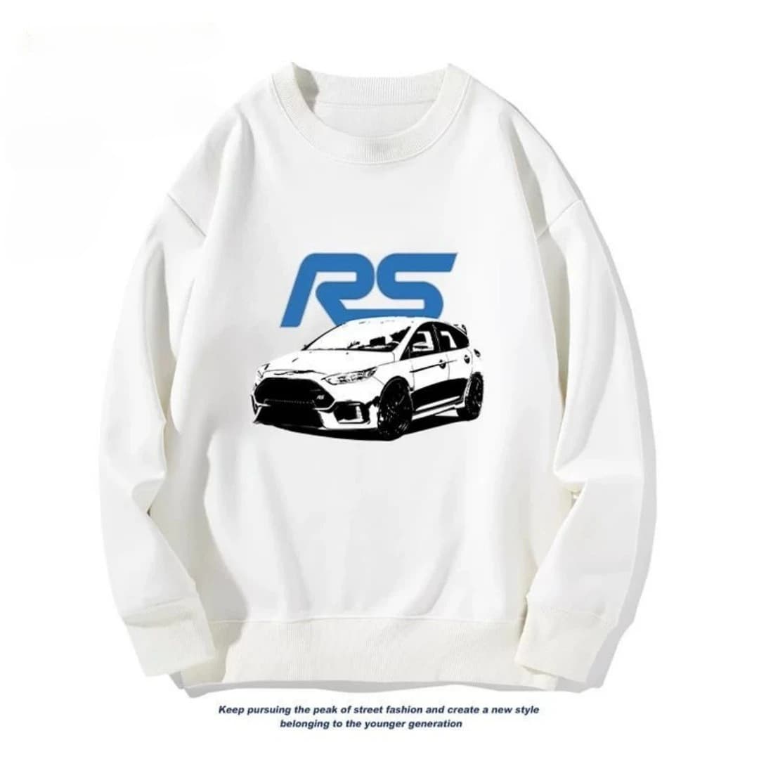 Focus RS Maglione girocollo stampato Car Modification Culture Top Felpa a maniche lunghe da uomo e da donna autunno e inverno Y2k