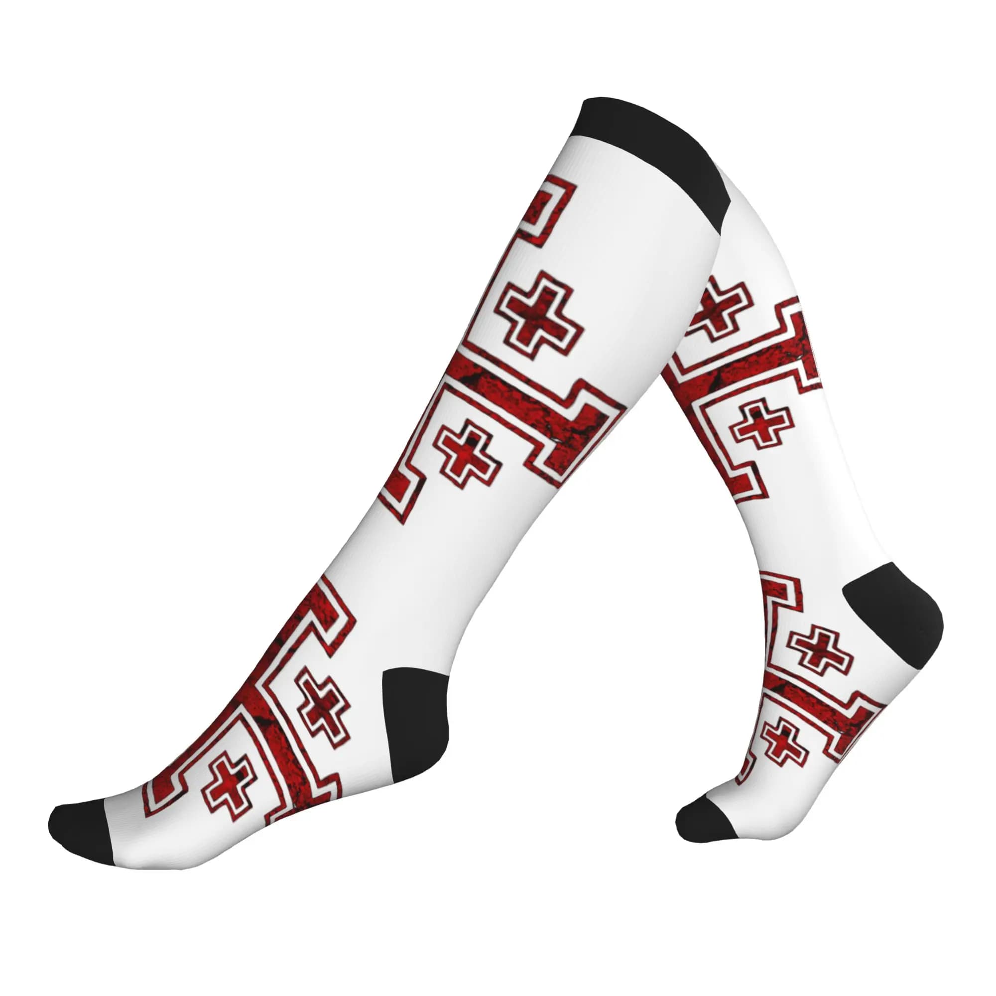 Templar Knight Jerusalem Cross Seal Medieval Warrior Symbol Women Sports Compression Socks Unisex Fun 3D Printing Dress Socks