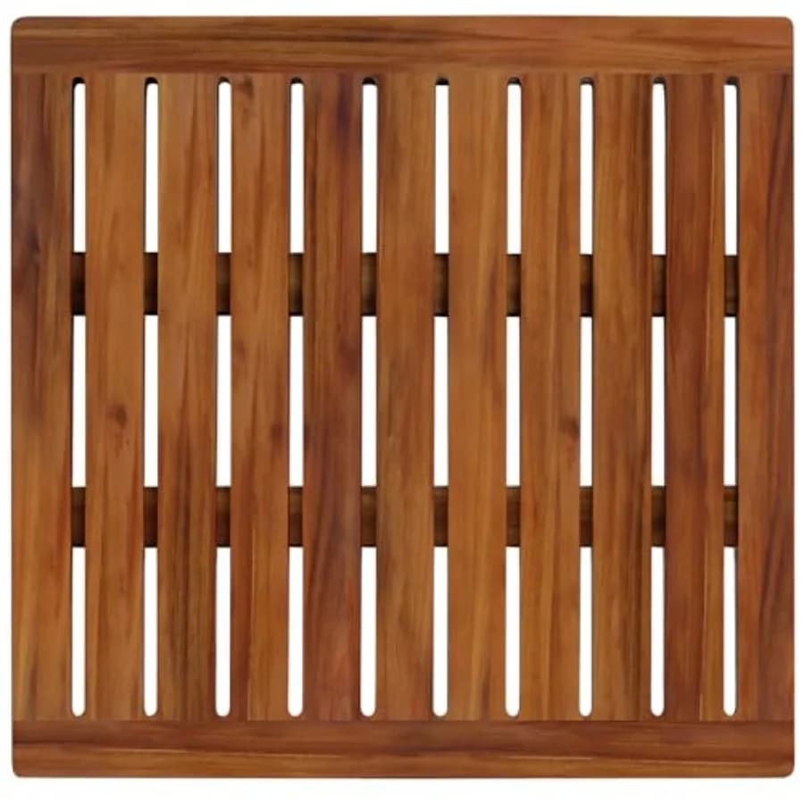 Tappetino da Doccia in Legno di Acacia 21x21 Pollici, Antiscivolo, Lussuoso Tappeto da Bagno per Vasca, Doccia, Spa, Giardino, Casa, Tappetino Quadrato per Pavimento in Legno