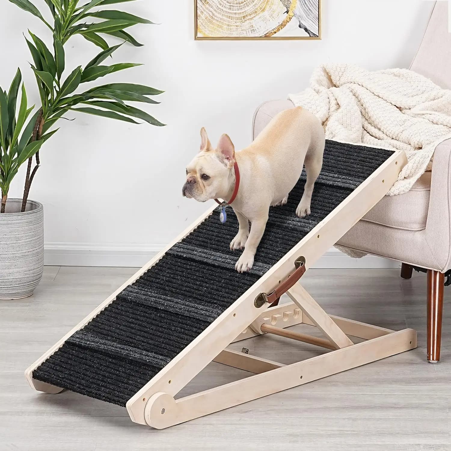 Dog Ramp for Bed - Foldable Small to Large Dog Ramp for Couch - 6 Adjustable Height from 12" to 24" - Stairs with High Traction