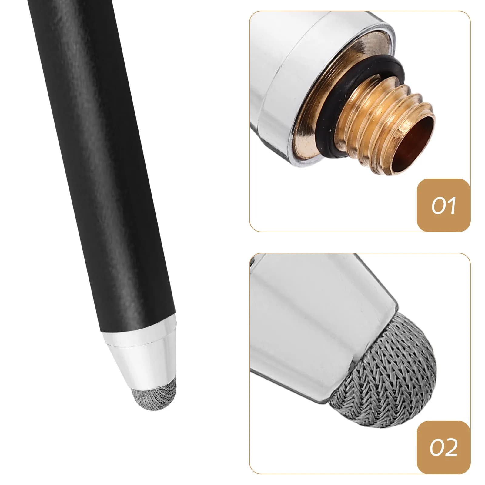 5 Pezzi Punte di Ricambio per Penna Stylus con Filettatura M5, Punte a Rete Capacitive Elettroplaccate per Smartphone, Tablet e Dispositivi Touchscreen da 5mm