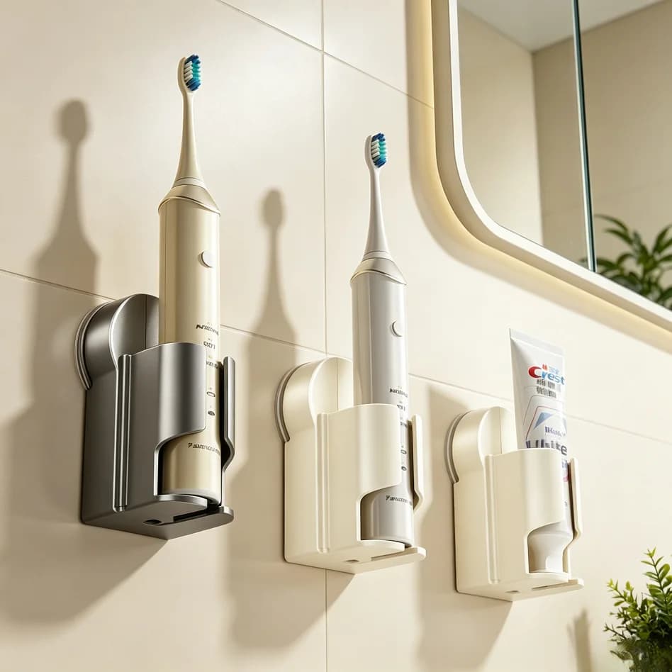 Punch‑Free Wall Mount Suction Cup Toothbrush Holder, Waterproof Removable Bathroom Rack